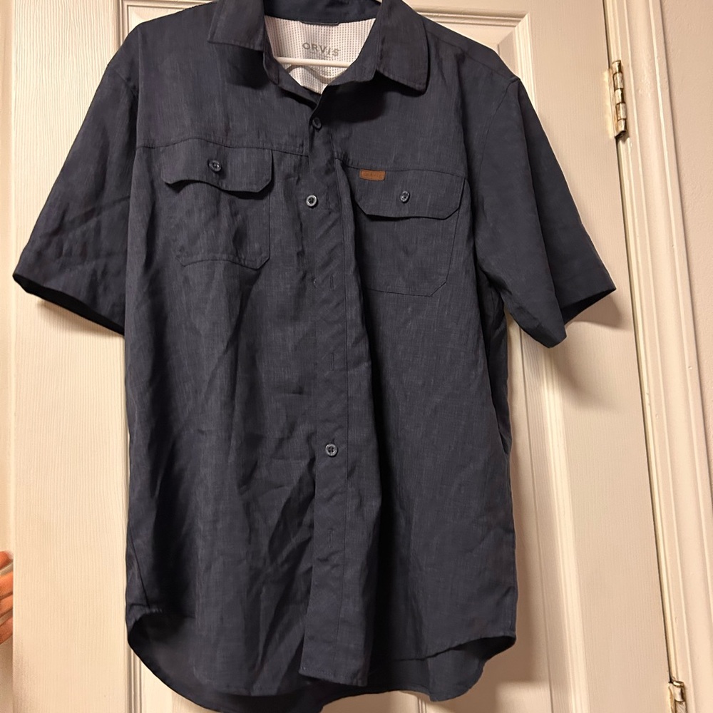Orvis Men’s Dark Blue Casual Button Down Shirt, size L